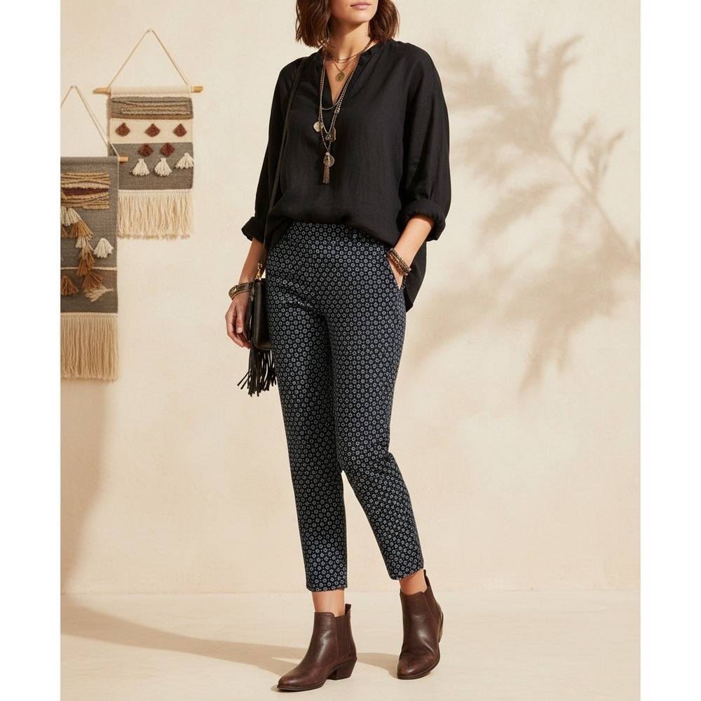 Loft Size 2 Pants Womens Marisa Skinny Blue Geo Diamond Y2K‎ Low Rise Casual Mod